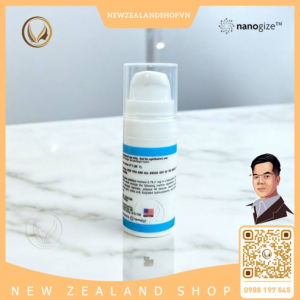 Kem trị mụn, mờ nám, trẻ hoá da Nanogize Tretinoin Cream USP 0.1% (10ml)