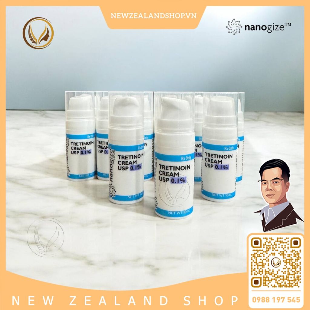 Kem trị mụn, mờ nám, trẻ hoá da Nanogize Tretinoin Cream USP 0.1% (10ml)