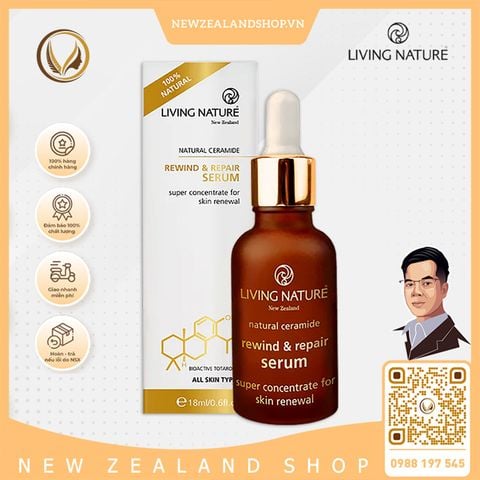 Serum phục hồi và tái tạo da chuyên sâu Living Nature Rewind & Repair Serum 18ml