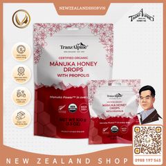 Kẹo ngậm mật ong Manuka hữu cơ MGO550+ với keo ong TranzAlpine Organic Manuka Honey Drops with Propolis 25 viên