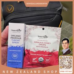 Kẹo ngậm mật ong Manuka hữu cơ MGO550+ với keo ong TranzAlpine Organic Manuka Honey Drops with Propolis 25 viên