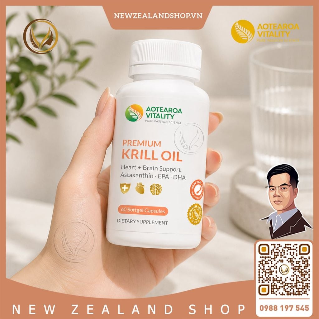 Viên uống dầu nhuyễn thể Aotearoa Vitality Premium Krill Oil 60 viên