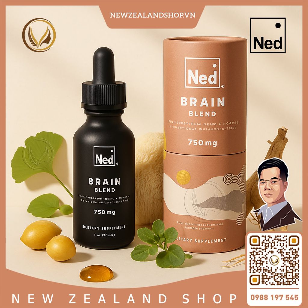 Tinh dầu bổ não, tăng cường trí nhớ, tập trung tỉnh táo Ned Brain Blend 30ml