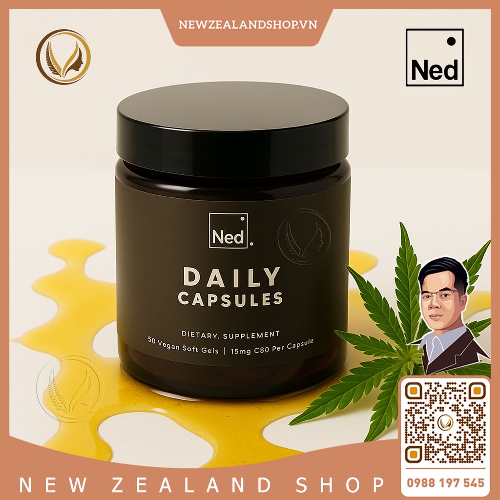 Viên uống tinh dầu hoa gai dầu hữu cơ Ned Daily Capsules 60 viên