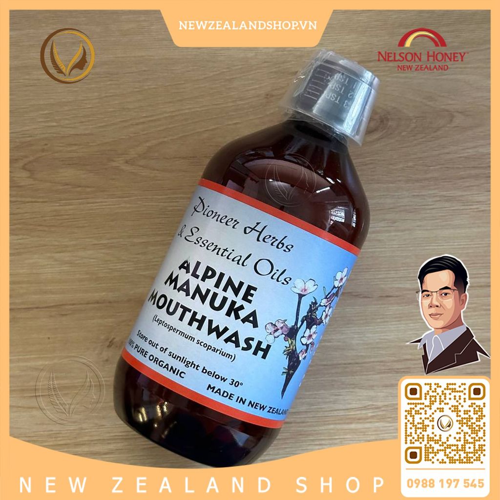 Nước súc miệng mật ong manuka Nelson Honey Alpine Manuka Mouthwash 500ml