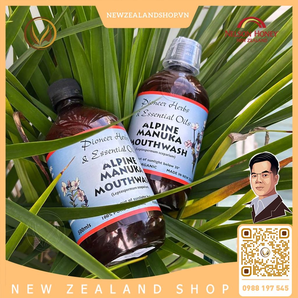 Nước súc miệng mật ong manuka Nelson Honey Alpine Manuka Mouthwash 500ml