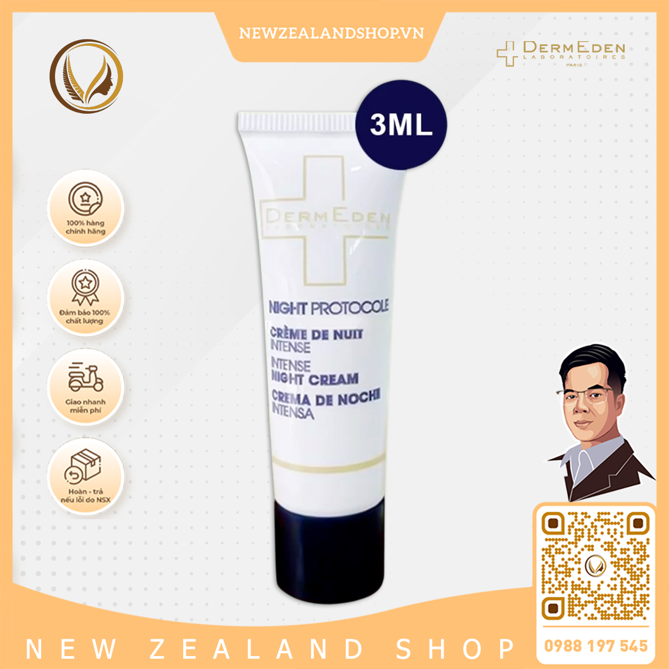 Kem Dưỡng Sáng Da Ban Đêm DermEden Intense Night Cream 50ml