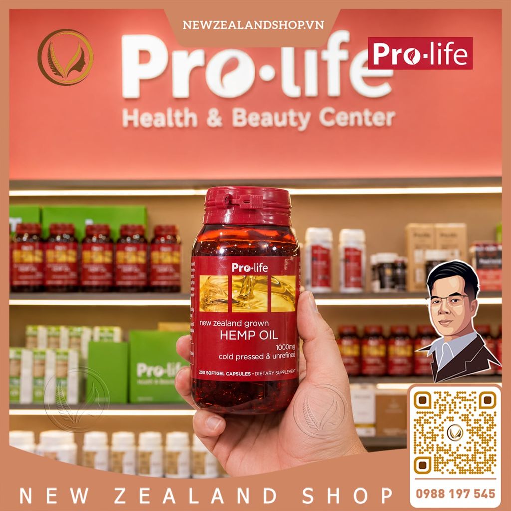 Viên uống tinh dầu hạt gai dầu bổ sung Omega 3-6-9 Pro-Life Hemp Oil 200 viên