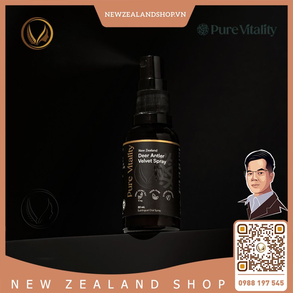 Xịt nhung hươu giảm căng thẳng, tăng sức mạnh Pure Vitality Deer Antler Velvet Spray 30ml