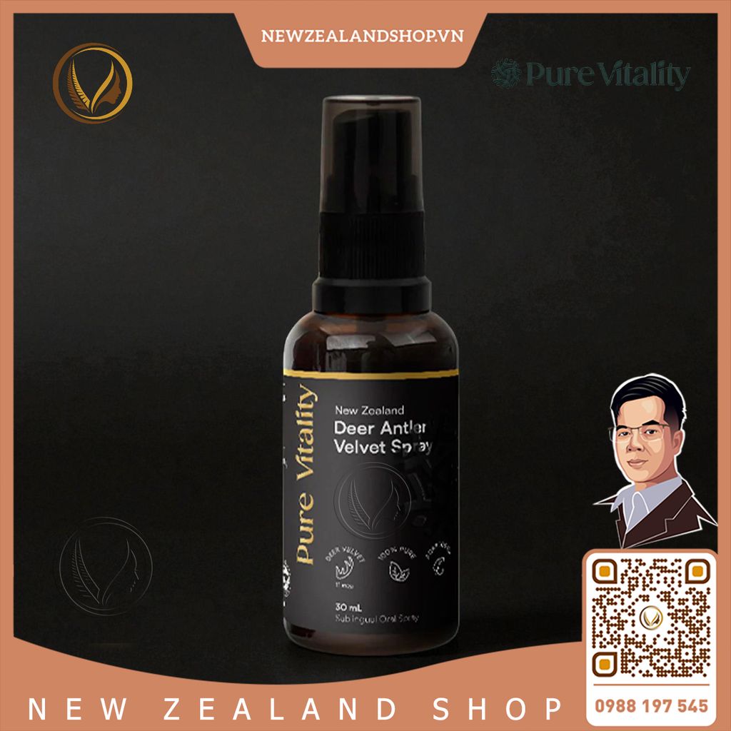 Xịt nhung hươu giảm căng thẳng, tăng sức mạnh Pure Vitality Deer Antler Velvet Spray 30ml