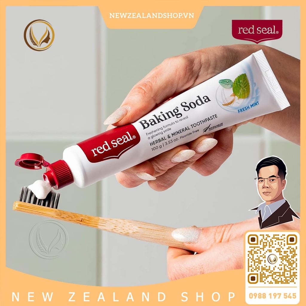 Kem đánh răng baking soda và bạc hà tươi mát Red Seal Baking Soda Toothpaste Fresh Mint 100g