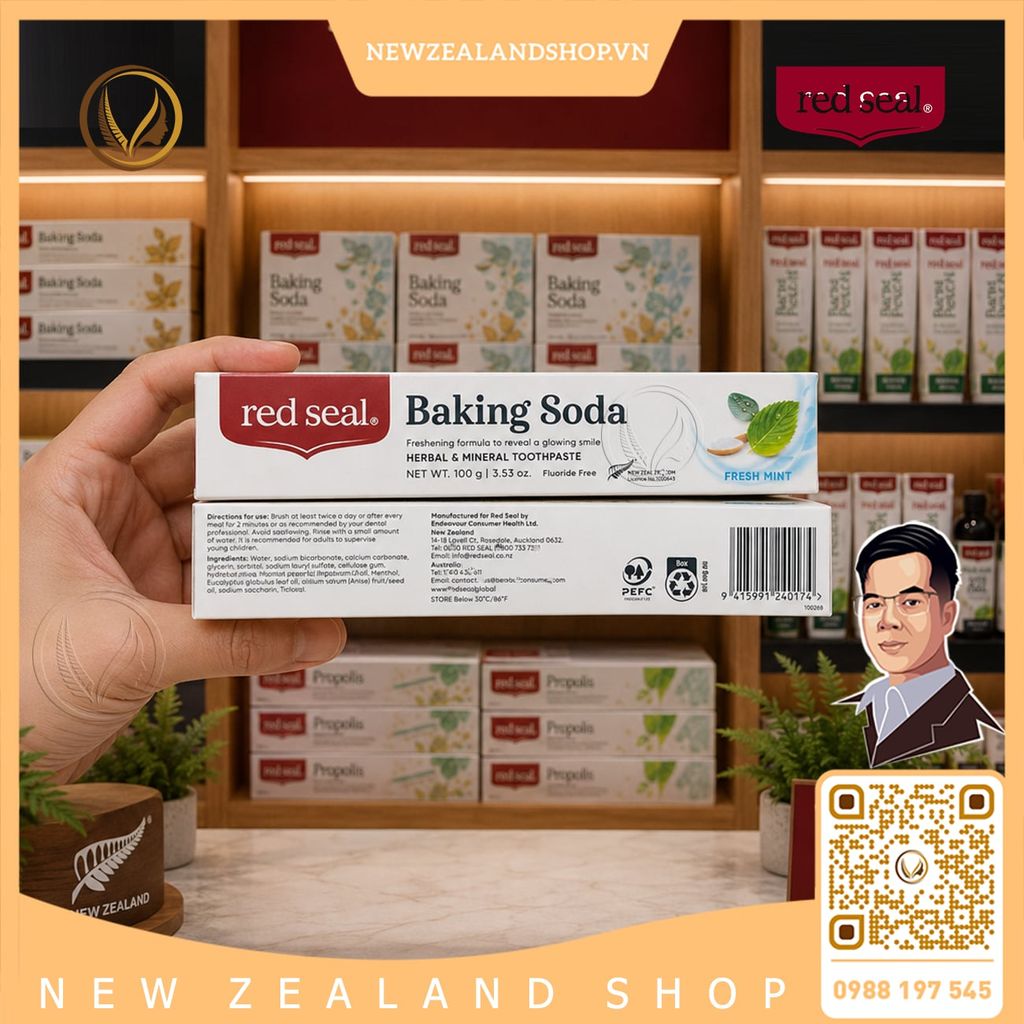 Kem đánh răng baking soda và bạc hà tươi mát Red Seal Baking Soda Toothpaste Fresh Mint 100g