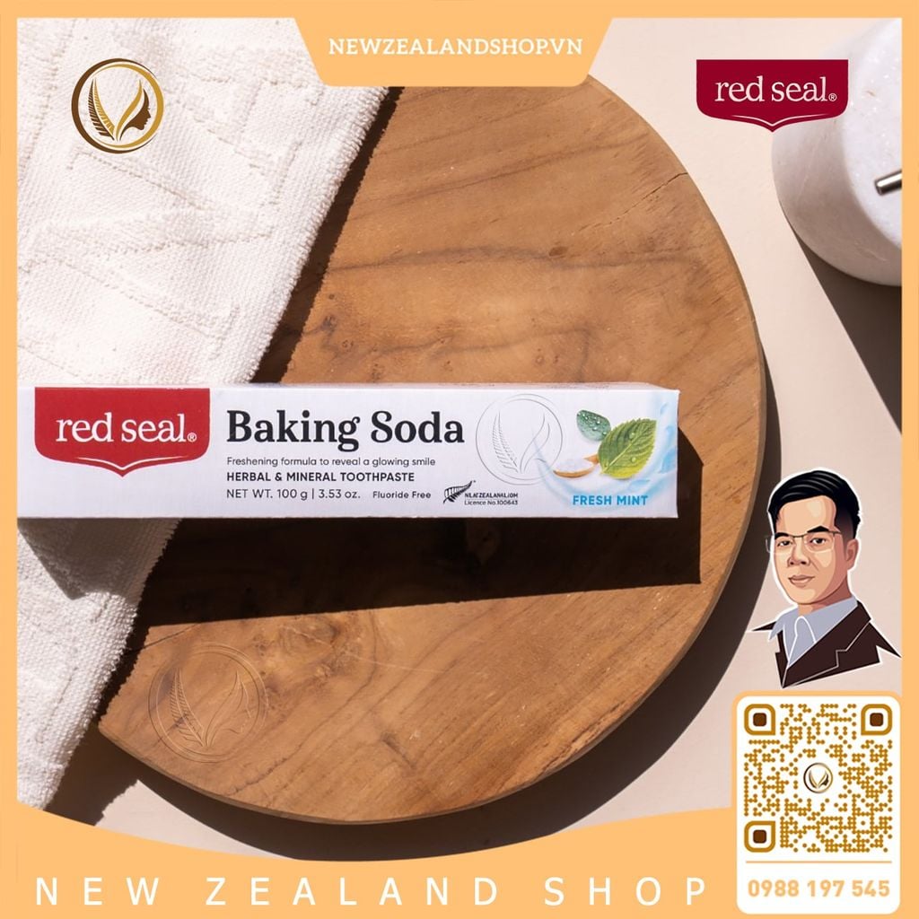 Kem đánh răng baking soda và bạc hà tươi mát Red Seal Baking Soda Toothpaste Fresh Mint 100g
