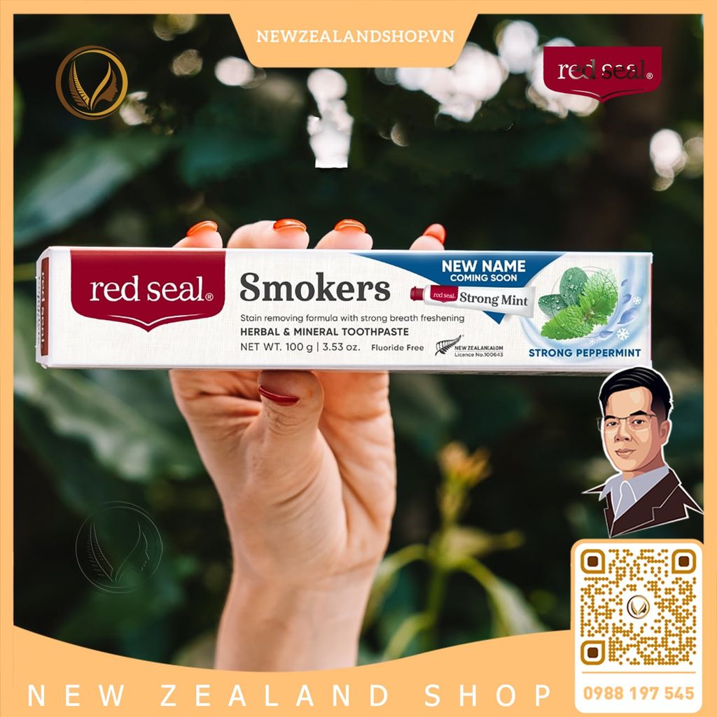 Kem đánh răng dành cho người hút thuốc, hương bạc hà cực mạnh Red Seal Smokers Toothpaste Strong Peppermint 100g