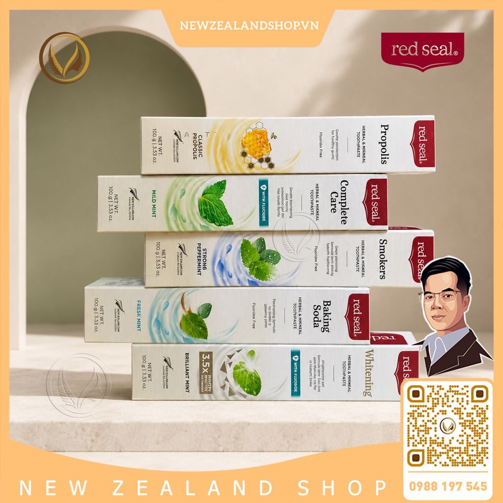 Kem đánh răng dành cho người hút thuốc, hương bạc hà cực mạnh Red Seal Smokers Toothpaste Strong Peppermint 100g