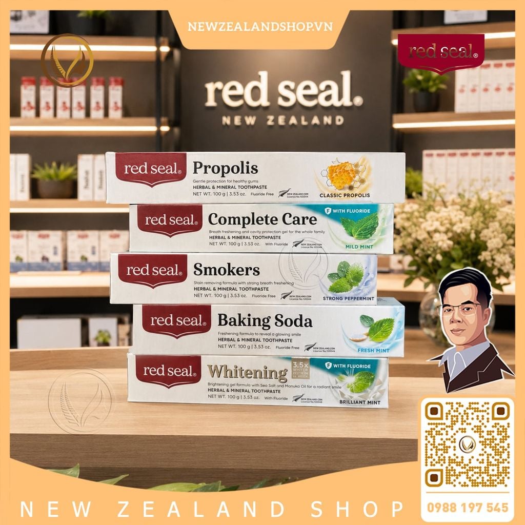 Kem đánh răng dành cho người hút thuốc, hương bạc hà cực mạnh Red Seal Smokers Toothpaste Strong Peppermint 100g