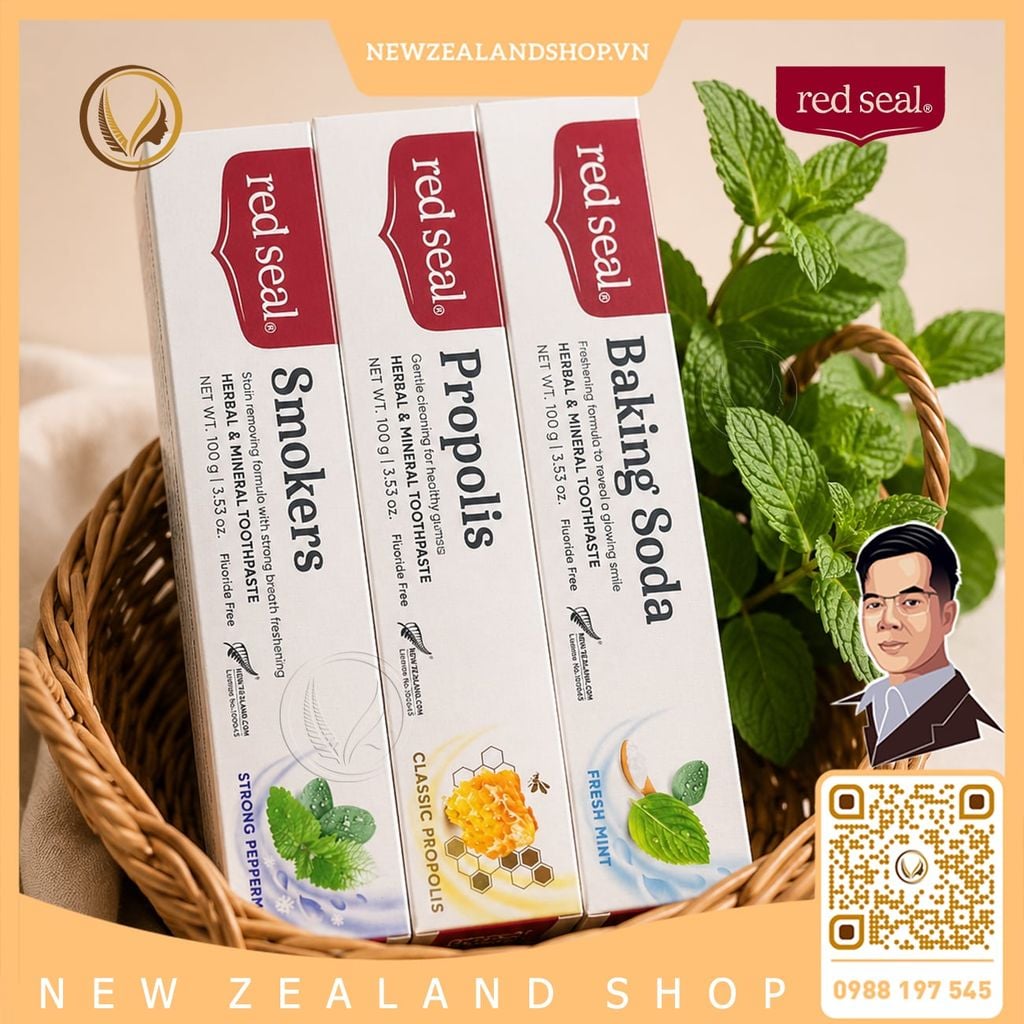 Kem đánh răng dành cho người hút thuốc, hương bạc hà cực mạnh Red Seal Smokers Toothpaste Strong Peppermint 100g