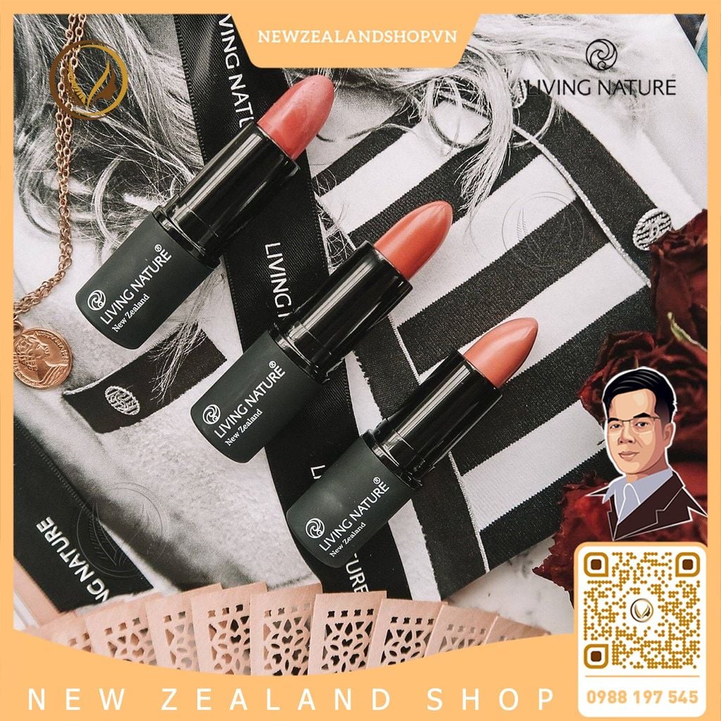 Son môi màu hồng nude 100% tự nhiên Living Nature Lipstick Precious 09 (4.0g)