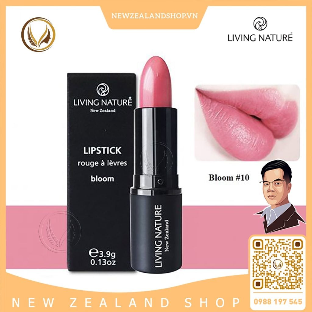 Son môi hồng 100% tự nhiên Living Nature Lipstick Bloom 10 (4.0g)