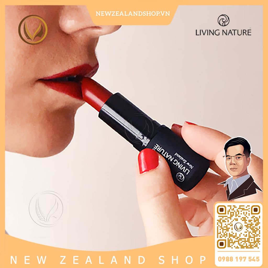 Son môi màu đỏ thuần 100% tự nhiên Living Nature Lipstick Glamorous 16 (3.9g)