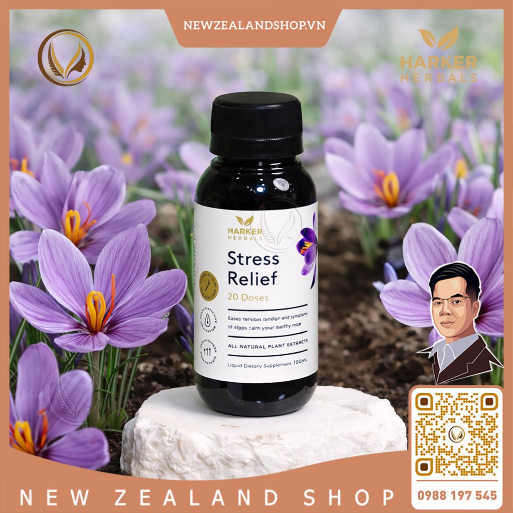 Siro giảm stress, căng thẳng thần kinh & cân bằng tâm trạng Harker Herbals Stress Relief 100ml/ 200ml