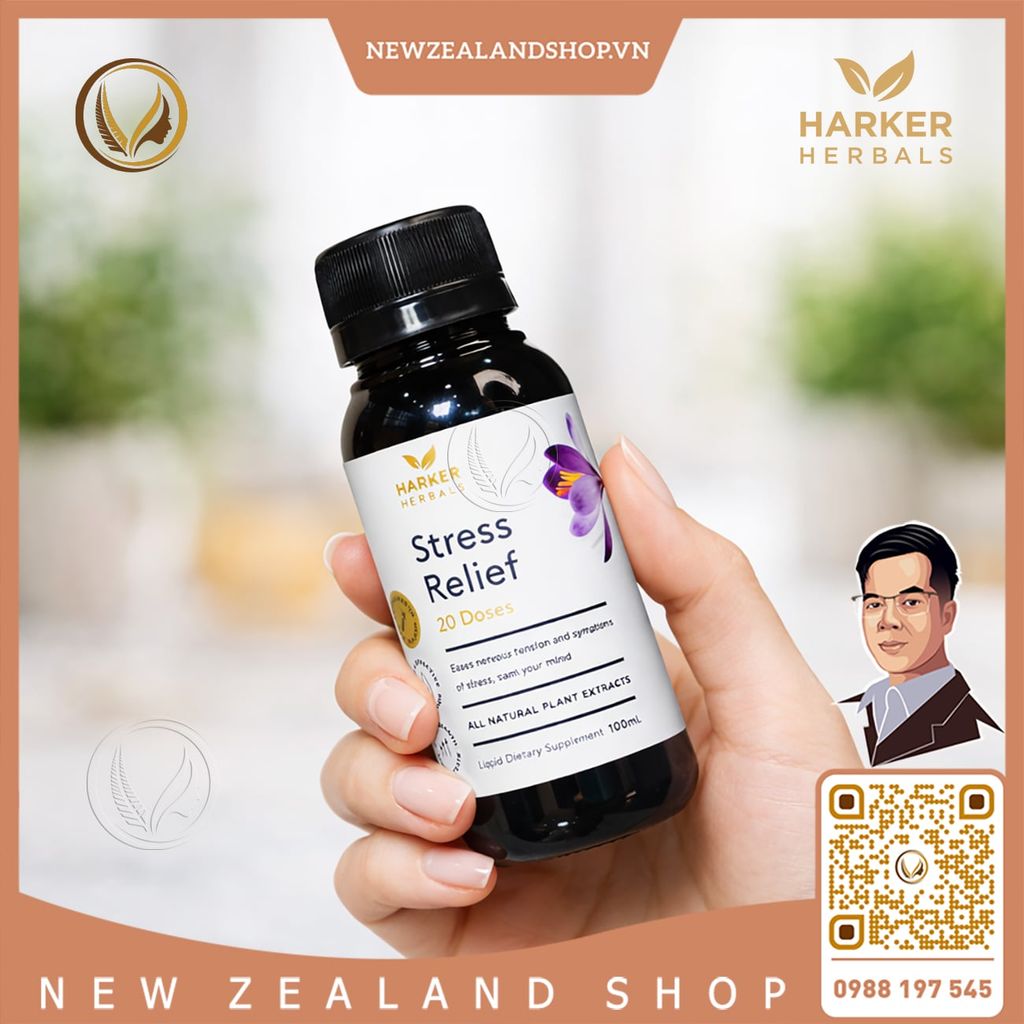 Siro giảm stress, căng thẳng thần kinh & cân bằng tâm trạng Harker Herbals Stress Relief 100ml/ 200ml