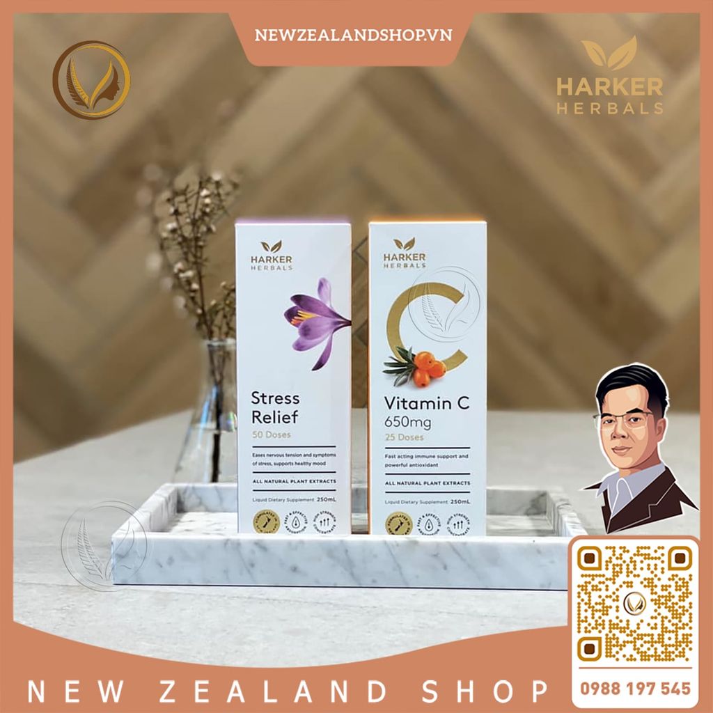 Siro giảm stress, căng thẳng thần kinh & cân bằng tâm trạng Harker Herbals Stress Relief 100ml