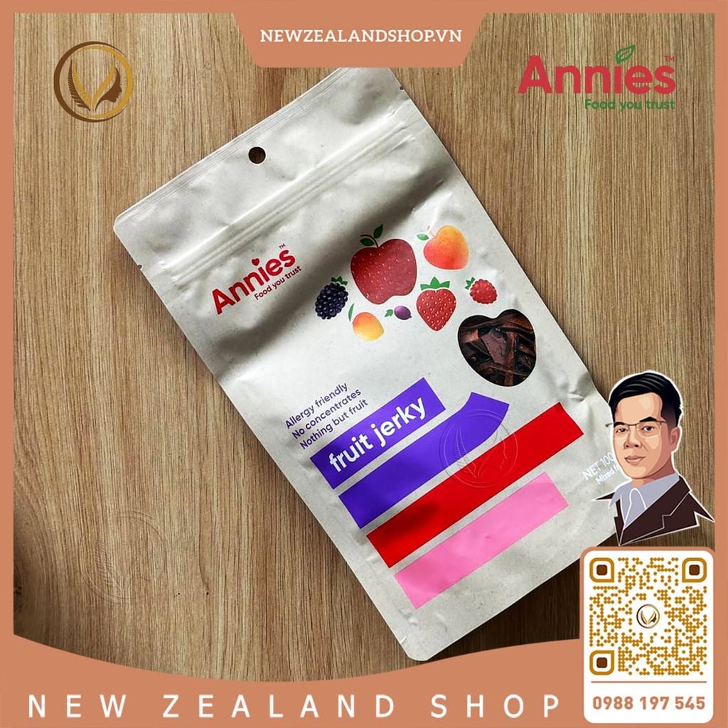 Miếng trái cây sấy dẻo hỗn hợp Annie’s Fruit Jerky 100g - New Zealand
