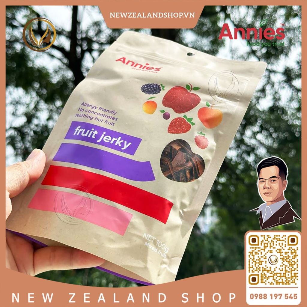 Miếng trái cây sấy dẻo hỗn hợp Annie’s Fruit Jerky 100g - New Zealand