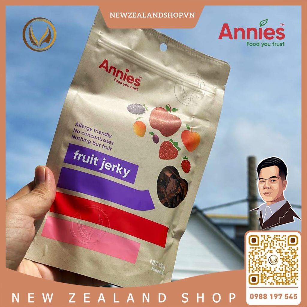 Miếng trái cây sấy dẻo hỗn hợp Annie’s Fruit Jerky 100g - New Zealand