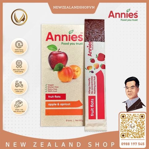 Thanh trái cây sấy dẻo táo & mơ Annie’s Apple & Apricot Fruit Flats 8 thanh x 10g