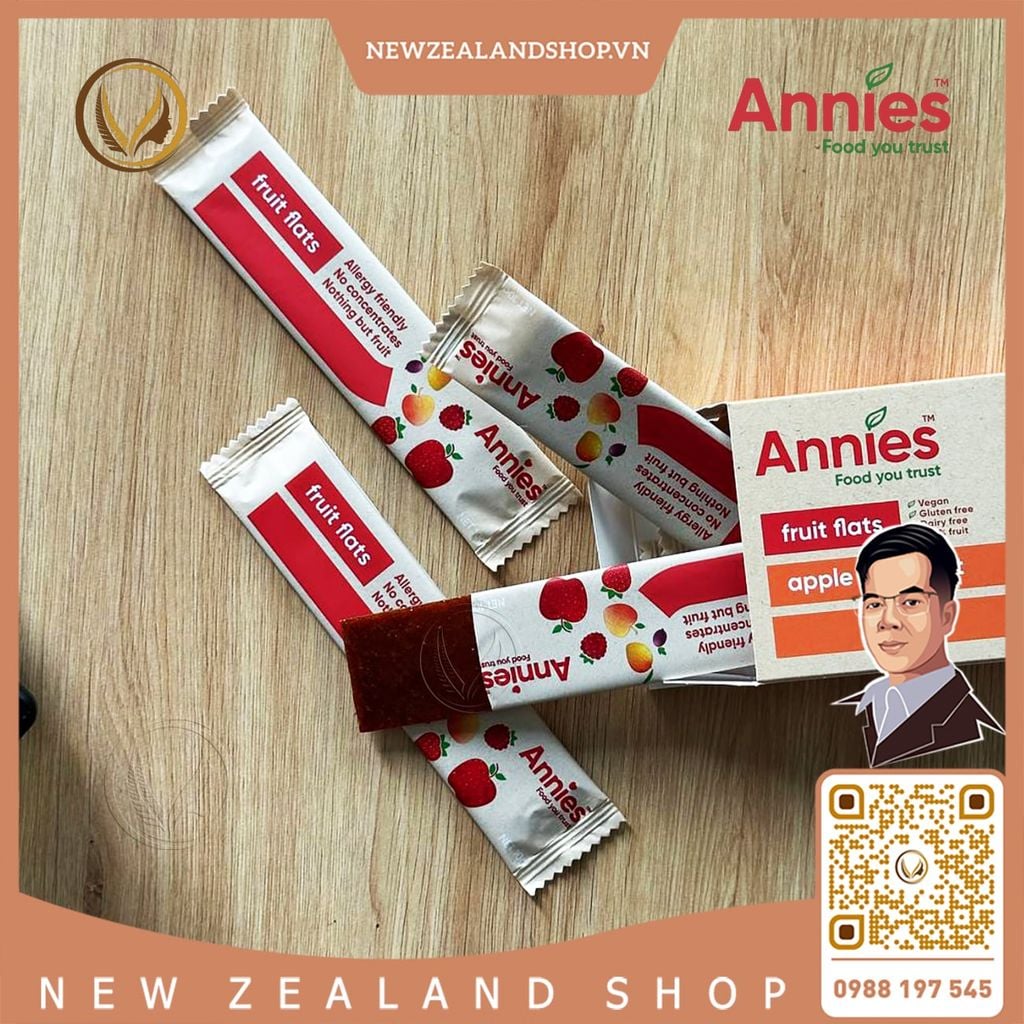 Thanh trái cây sấy dẻo táo & mơ Annie’s Apple & Apricot Fruit Flats 8 thanh x 10g