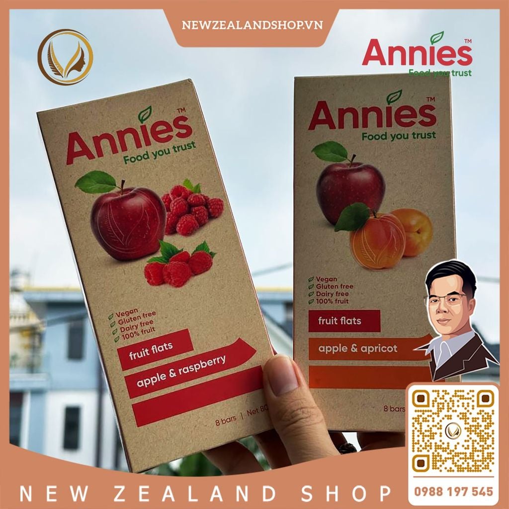 Thanh trái cây sấy dẻo táo & mơ Annie’s Apple & Apricot Fruit Flats 8 thanh x 10g
