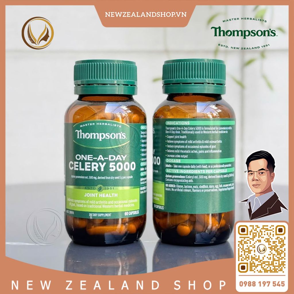Viên uống giảm đau nhức khớp, giảm đau gout Thompson’s One-A-Day Celery 5000mg 60 viên