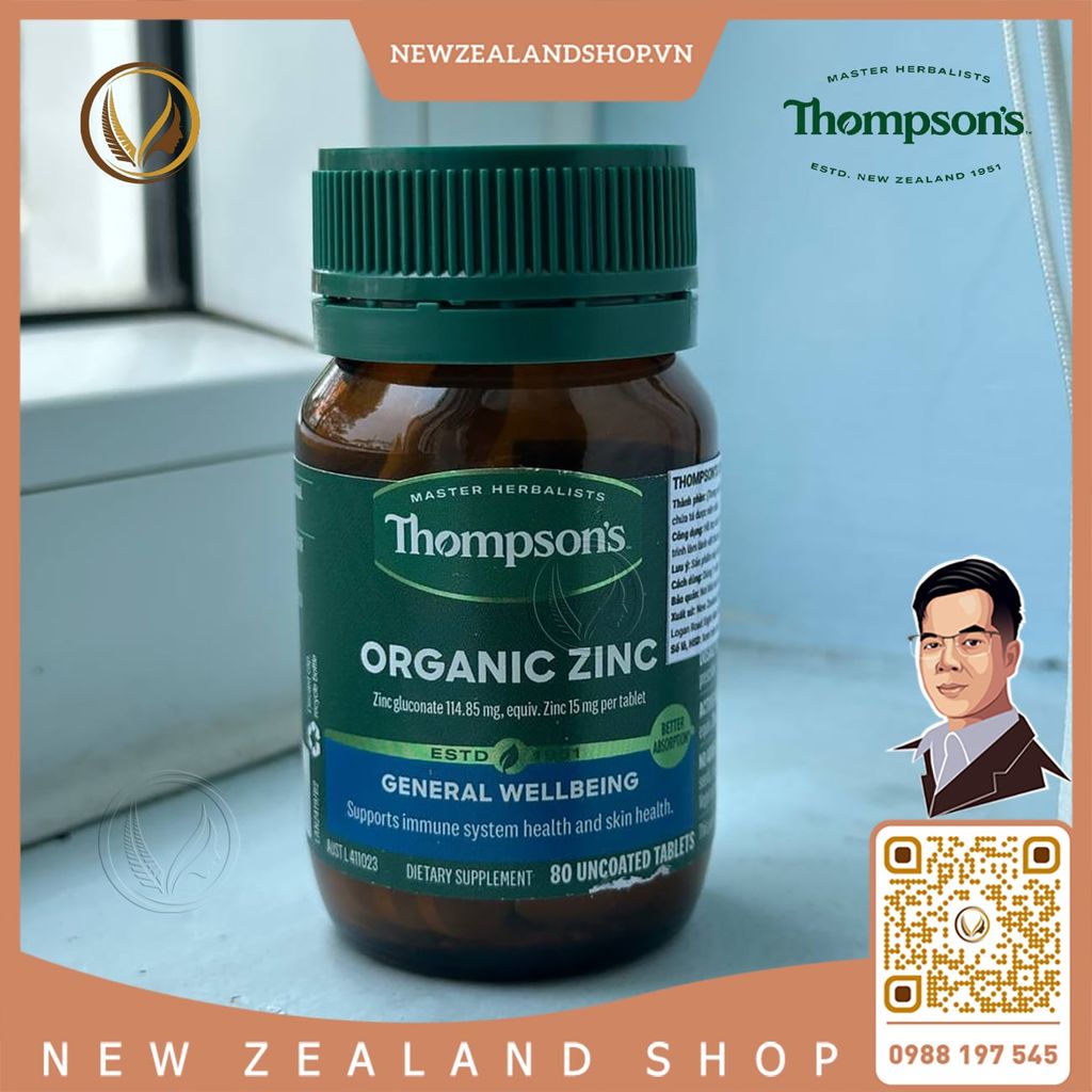 Viên uống kẽm hữu cơ Thompson’s Organic Zinc 80 viên