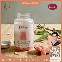 Kẹo dẻo bổ sung Canxi Vitamin D3 giúp xương chắc khỏe Unichi Teddi Lab Calcium Vitamin D3 Gummy 60 viên