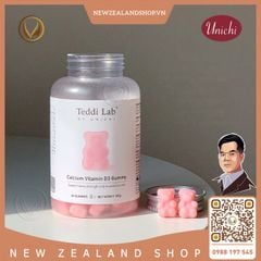 Kẹo dẻo bổ sung Canxi Vitamin D3 giúp xương chắc khỏe Unichi Teddi Lab Calcium Vitamin D3 Gummy 60 viên