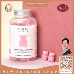 Kẹo dẻo bổ sung Canxi Vitamin D3 giúp xương chắc khỏe Unichi Teddi Lab Calcium Vitamin D3 Gummy 60 viên
