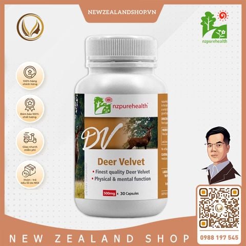 Viên uống nhung hươu bổ thận, tráng dương Nz Pure Health Deer Velvet  30/ 100 viên