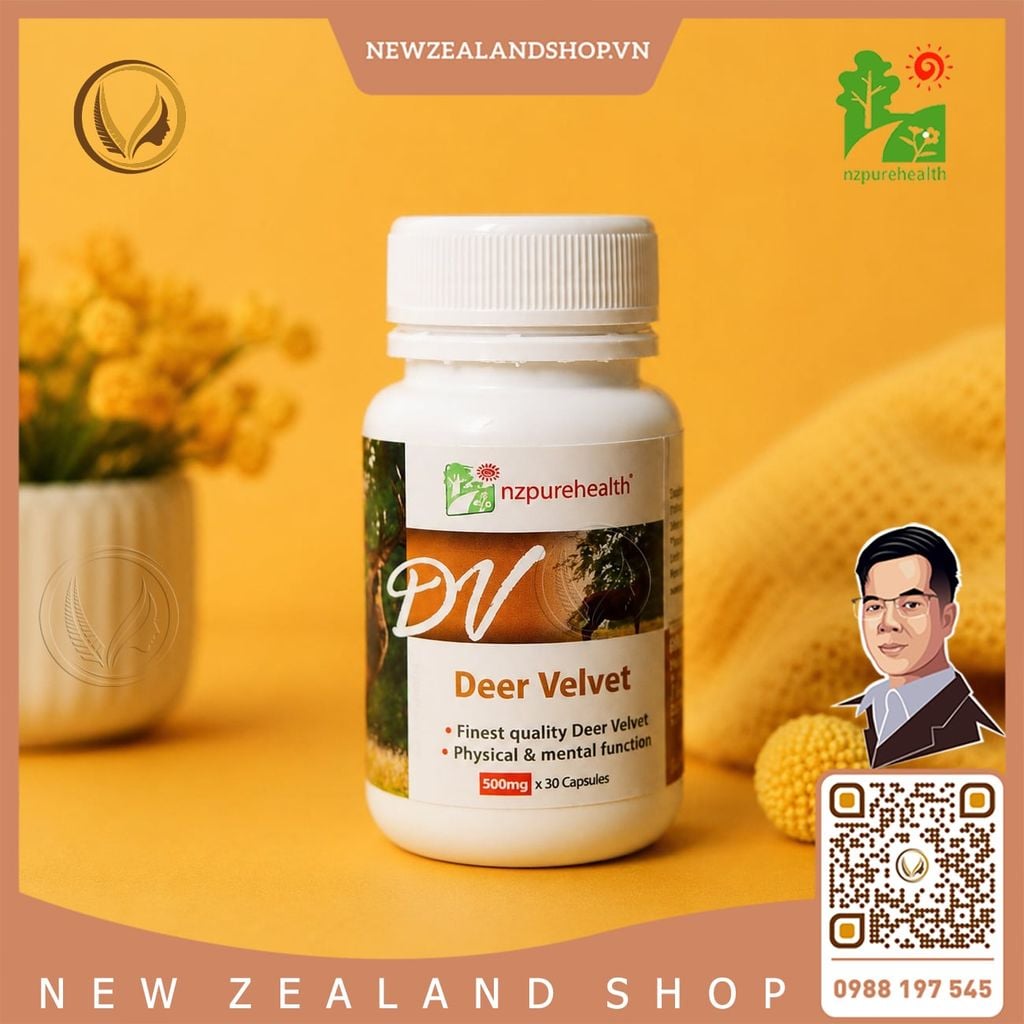 Viên uống nhung hươu bổ thận, tráng dương Nz Pure Health Deer Velvet  30/ 100 viên