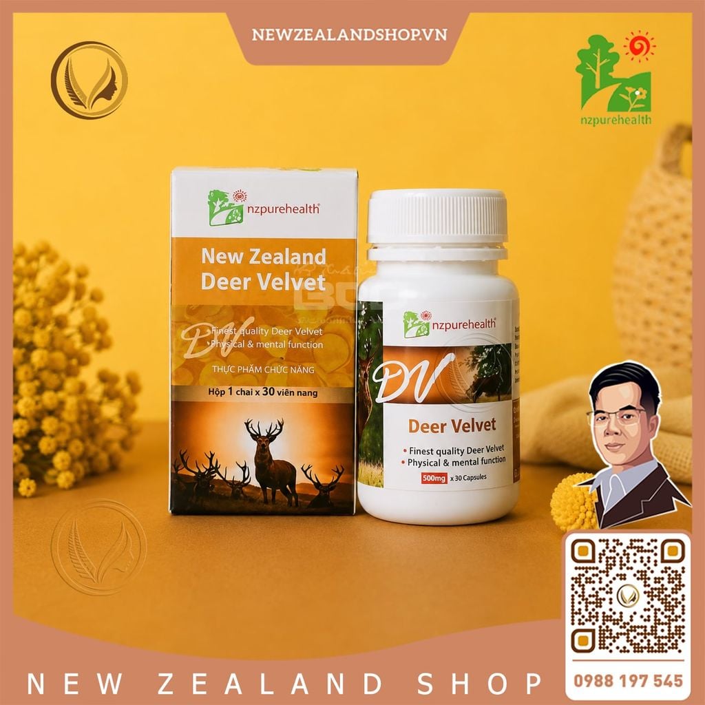 Viên uống nhung hươu bổ thận, tráng dương Nz Pure Health Deer Velvet  30/ 100 viên
