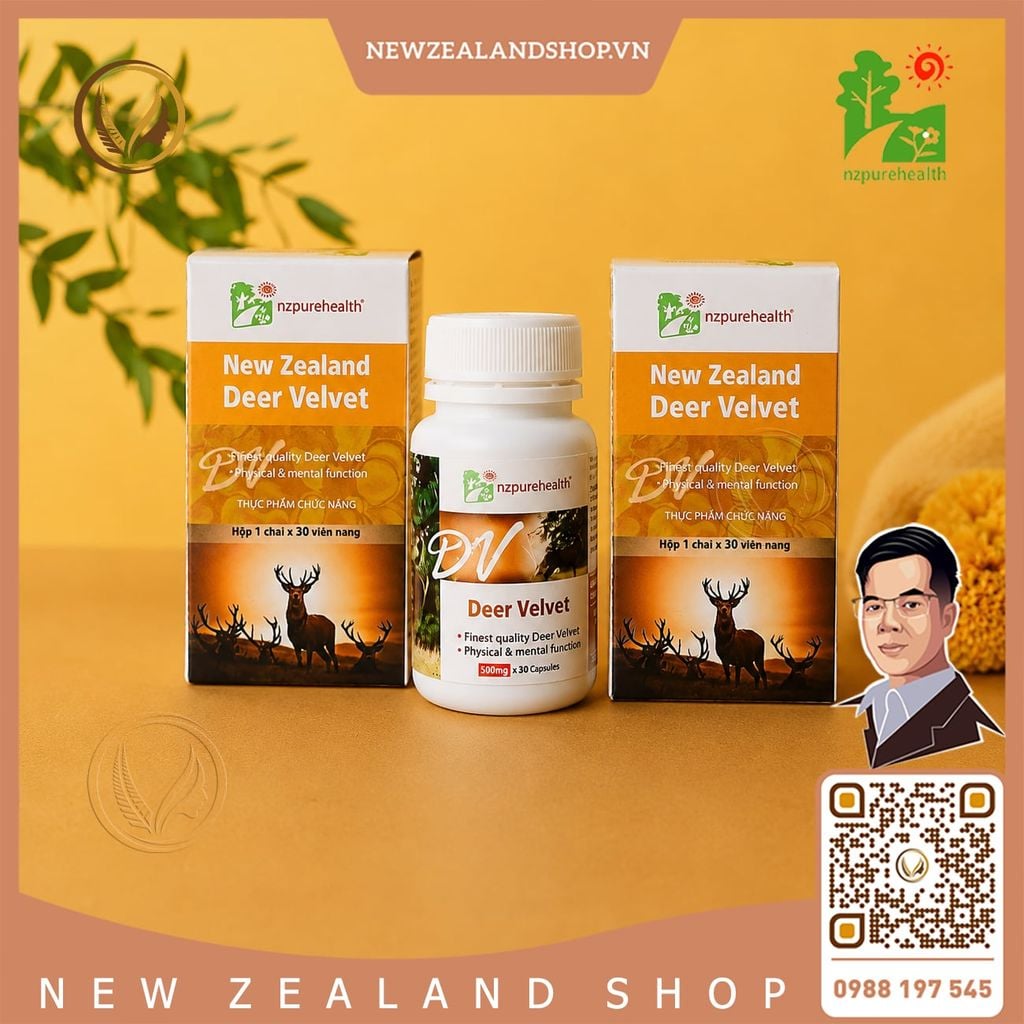 Viên uống nhung hươu bổ thận, tráng dương Nz Pure Health Deer Velvet  30/ 100 viên
