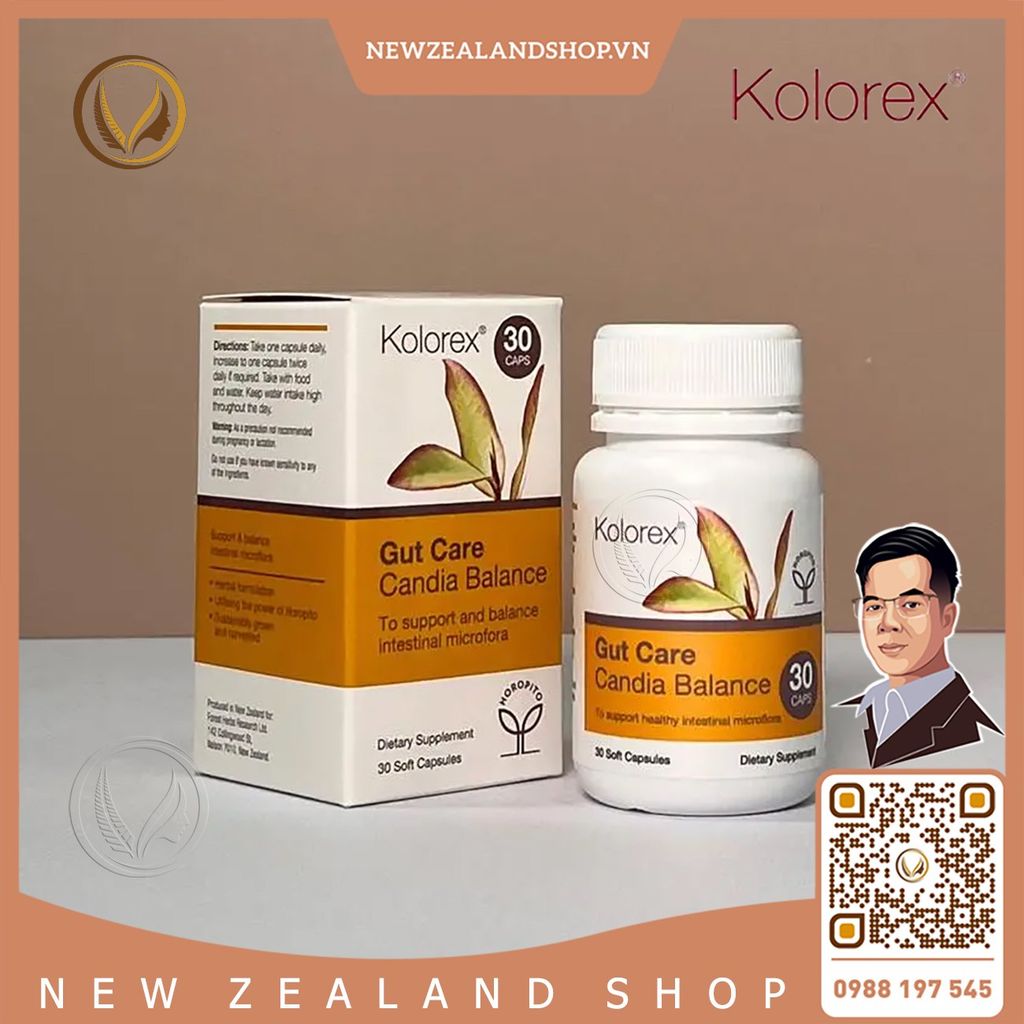 Viên uống điều trị nấm candida, nấm ngứa vùng kín Kolorex Gut Care Candia Balance 30 viên