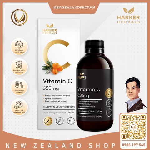 Siro bổ sung Vitamin C tăng đề kháng cho cả gia đình Harker Herbals Vitamin C 650mg Syrup 100ml
