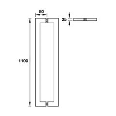 Tay nắm kéo dạng vuông L1100mm Inox 316 Hafele 903.02.030