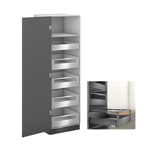 Tủ đồ khô một cánh Blum SPACE TOWER MERIVOBOX màu xám đậm 470M50B0SST 9909906