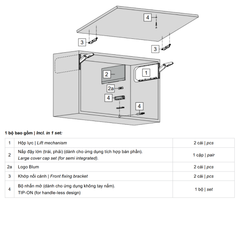 Bộ tay nâng Blum AVENTOS HKi tích hợp giảm chấn, màu xám nhạt 24K2800.AHGIG 3707555