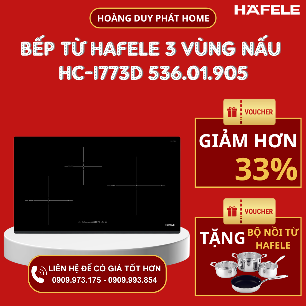 Bếp từ Hafele 3 vùng nấu HC-I773D 536.01.905