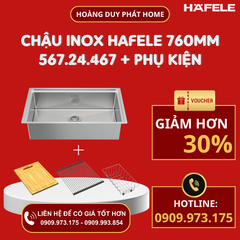 Chậu Inox Hafele 760mm HS24-SSN1S-7644 567.24.467