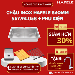 Combo Chậu bếp Hafele 860mm và Phụ kiện 567.94.058